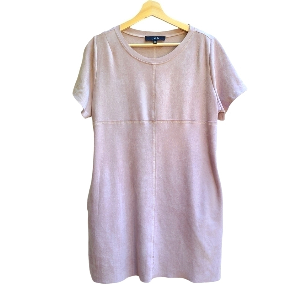 Joh Faux Suade Soft Light Pink Mauve Dress, Size Large